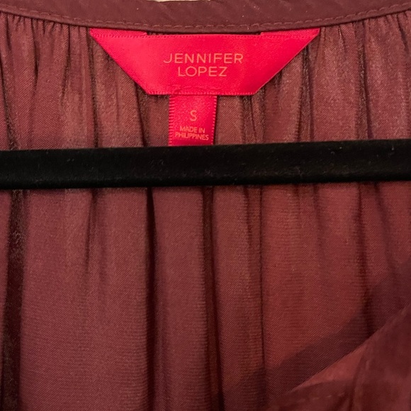 Jennifer Lopez Maroon Lace-Up Blouse - Picture 4 of 5